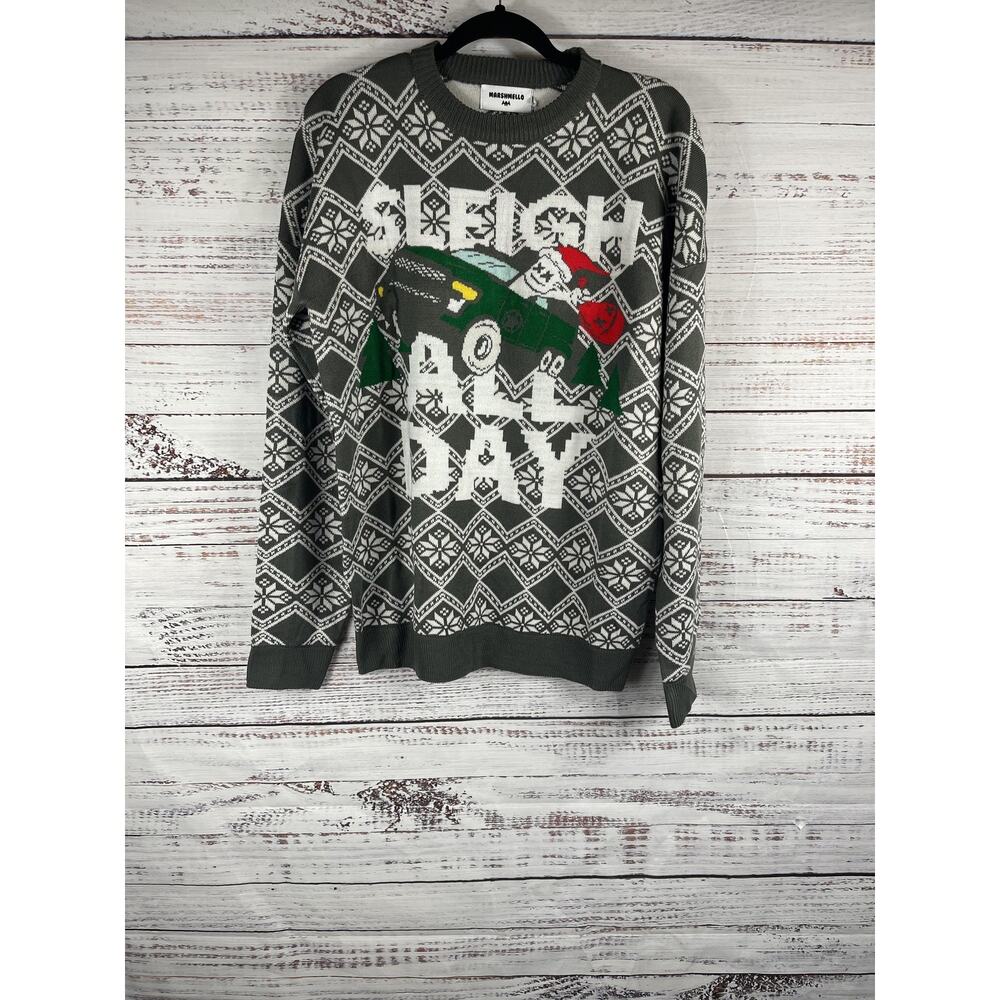 Marshmello Sweater Men's Size M Sleigh All Day Christmas Ugly Holiday Pullover